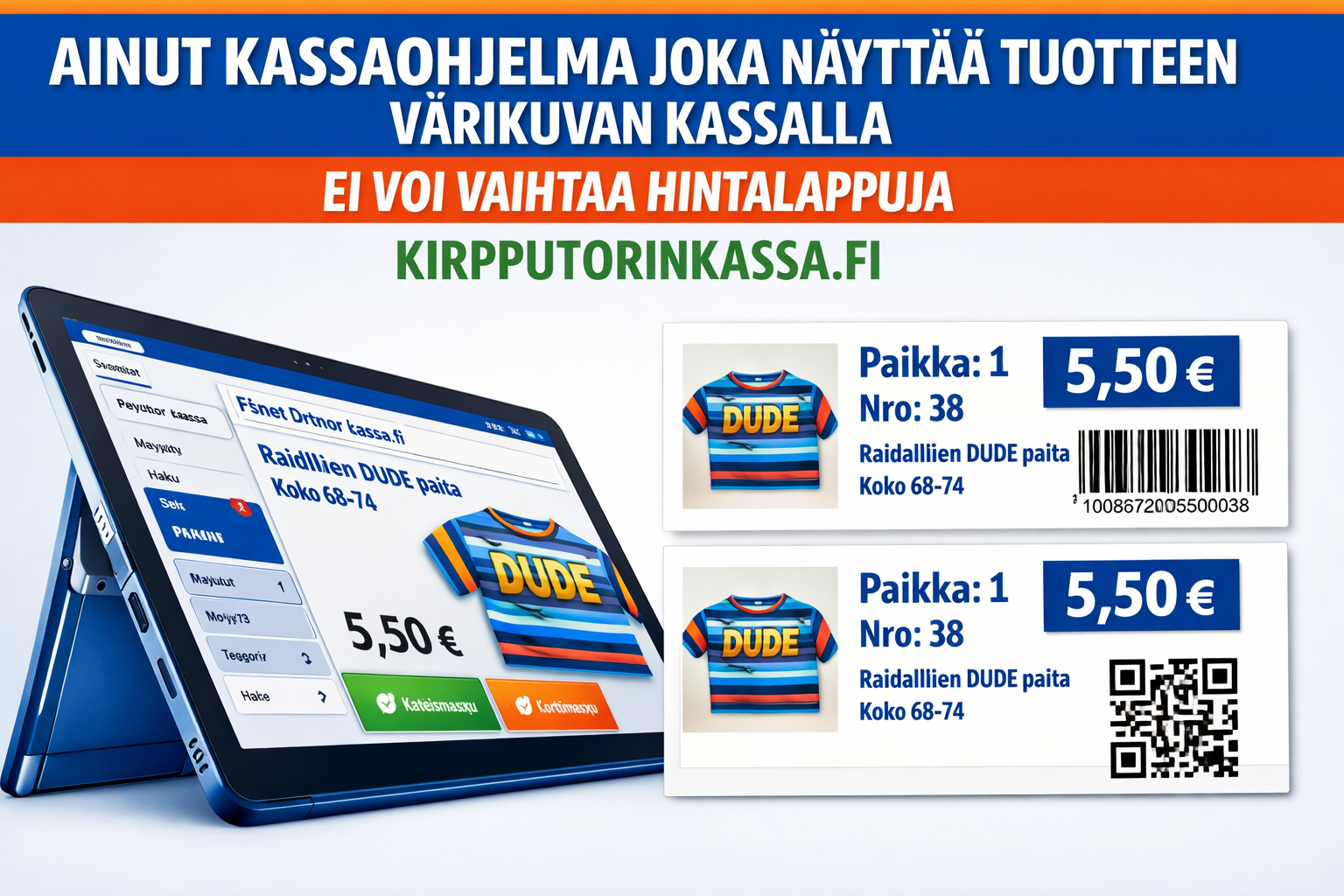 Automaattinen tarkistus ja kuvalliset hintalaput