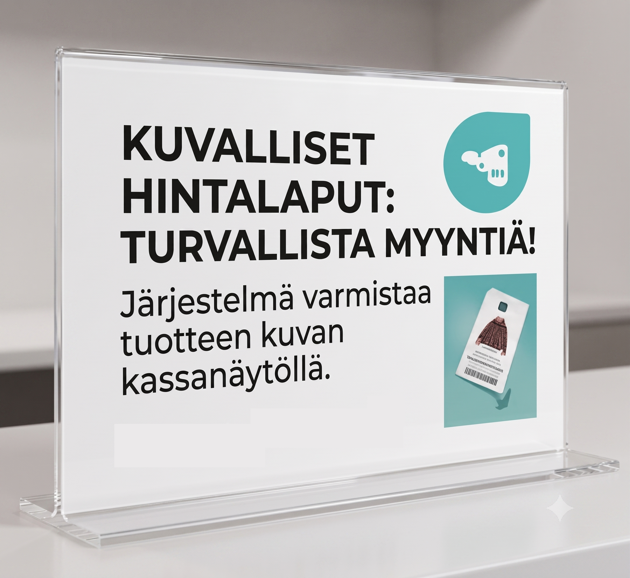 Järjestelmä varmistaa tuotteen kuvan kassanäytöllä