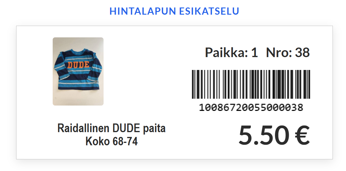 Viivakoodillinen hintalappu