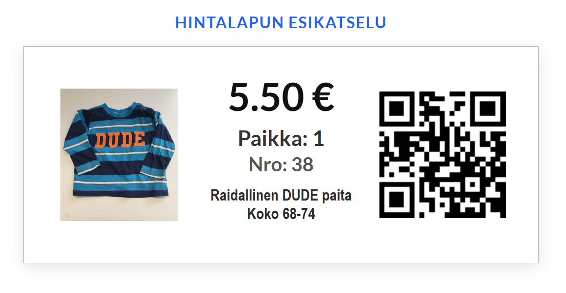 QR-koodillinen hintalappu